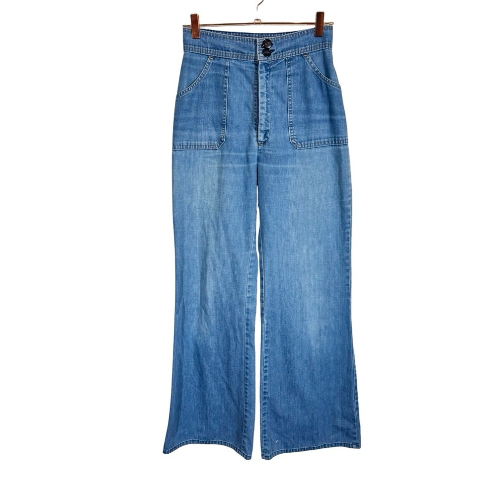Vintage 70s Levi's Orange Tab Patch Pocket High Waisted Bell Bottoms Flare Jeans - Picture 2 of 12